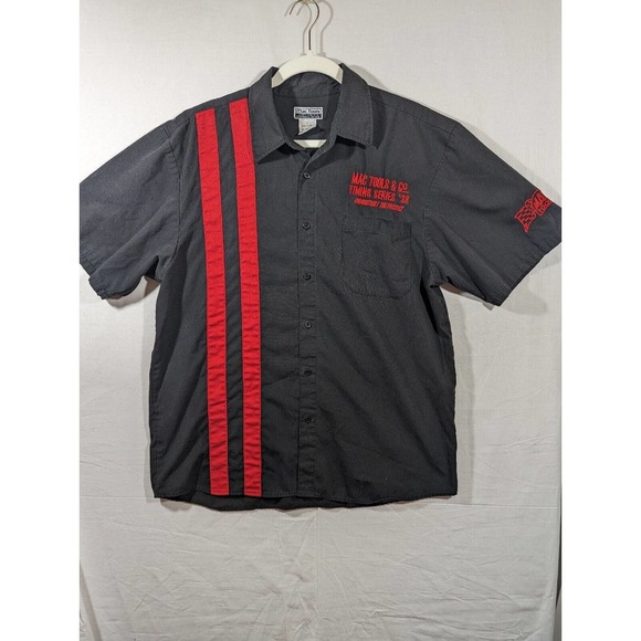 Mac City Speedway Tools Mechanic Work Button Front Embroidered Logo Shirt Large - Picture 1 of 9